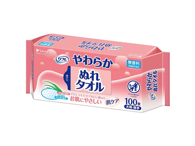 介護用ウエットティッシュ リフレ やわらかぬれタオル 大判厚手 100枚入X12パック