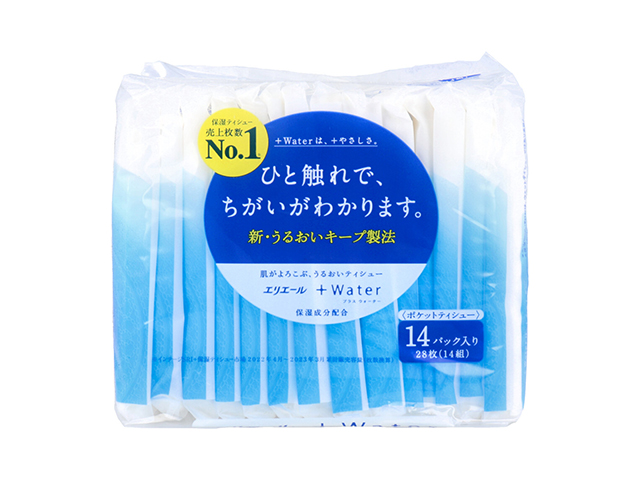 エリエール +Water ポケットティシュー14W 14パック入Ｘ8個