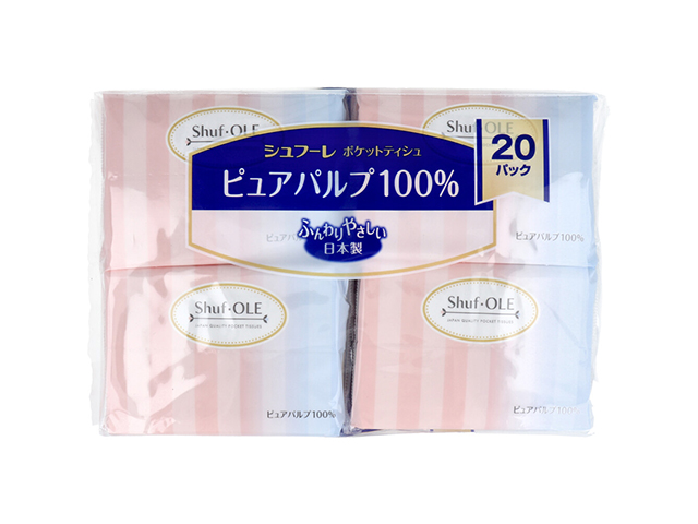 ポケットティッシュ シュフレー ピュアパルプ100% ポケットティシュ10W 20個X20パック