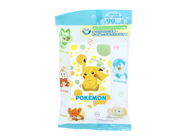 ノンアルコール除菌ウエットティシュ 水99％ ハヤシ商事 ポケットモンスター 20枚入りＸ20パック