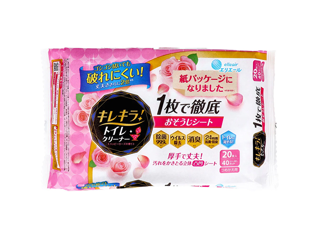 大王製紙 エリエール キレキラ トイレクリーナー ハッピーローズの香り 詰替用10枚入り 2パックＸ10個