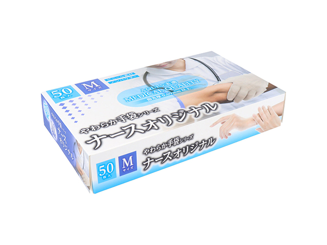 使い捨てビニール手袋 カネイシ やわらか手袋 ナースオリジナル Mサイズ 50枚入りＸ10箱