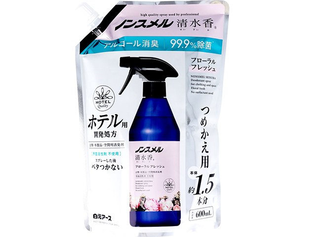 ノンスメル清水香 衣類／布製品／空間用 消臭剤 フローラルフレッシュの香り 詰替用 600mLＸ6パック