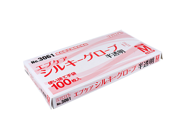 使い捨てポリ手袋 エブノ No.3061 エブケアシルキーグローブ 半透明 Mサイズ 100枚入りＸ10箱