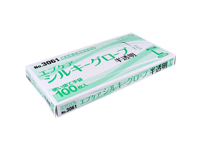 使い捨てポリ手袋 エブノ No.3061 エブケアシルキーグローブ 半透明 Lサイズ 100枚入りＸ10箱