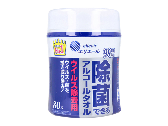 除菌ウェットティッシュ エリエール 除菌できるアルコールタオル ウイルス除去用 本体 80枚入りＸ6本