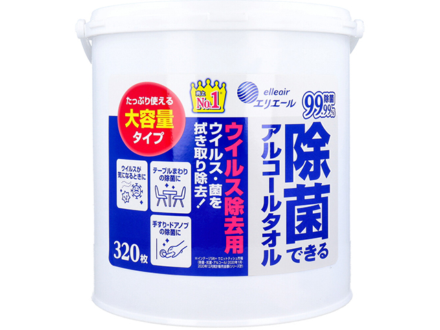 除菌ウェットティッシュ エリエール 除菌できるアルコールタオル ウイルス除去用 本体 大容量320枚入り