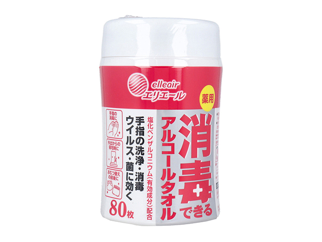 除菌ウェットティッシュ エリエール 消毒できるアルコールタオル 薬用 本体 80枚入りＸ6本