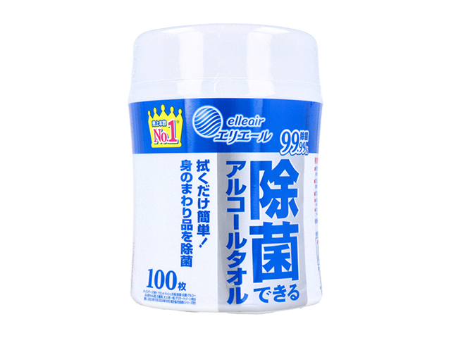 除菌ウェットティッシュ エリエール 除菌できるアルコールタオル ボトル 100枚入りＸ6本