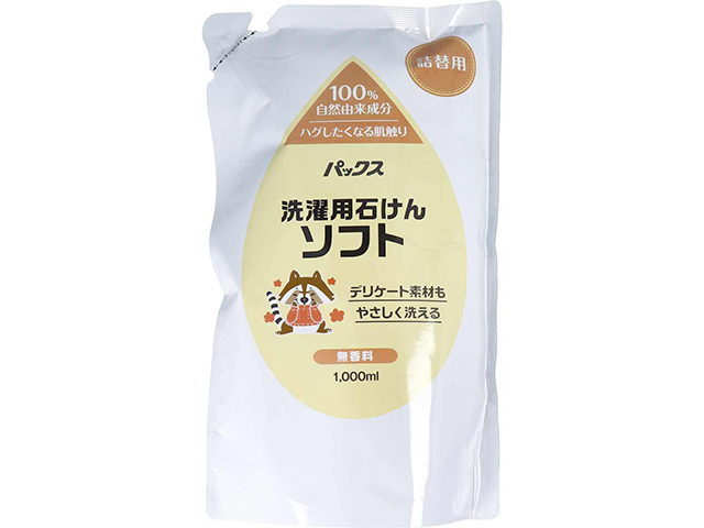 洗濯洗剤 パックス 洗濯用石けんソフト 無香料 詰替用 1000mLＸ5パック