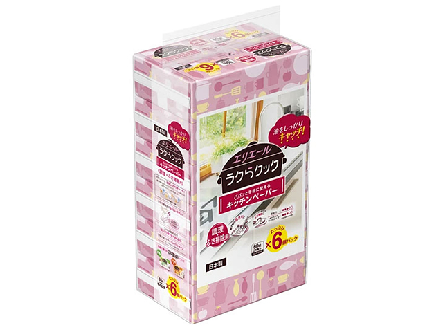 エリエール ラクらクック パパっと手軽に使える キッチンペーパー 80組 6個パックＸ5個