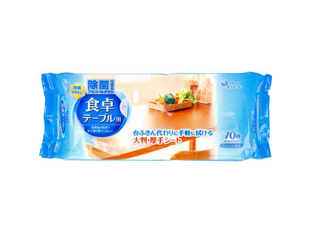 除菌ウェットシート エリエール 除菌できるアルコールタオル 食卓テーブル用 70枚入り X6パック