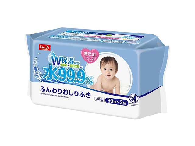 ベビー用おしりふき レック 水99.9％ ふんわりおしりふき 80枚 3個入り X10パック