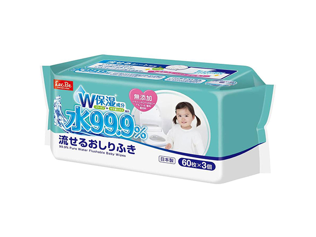 ベビー用おしりふき レック 水99.9％ 流せるおしりふき 60枚 3個入り X4パック