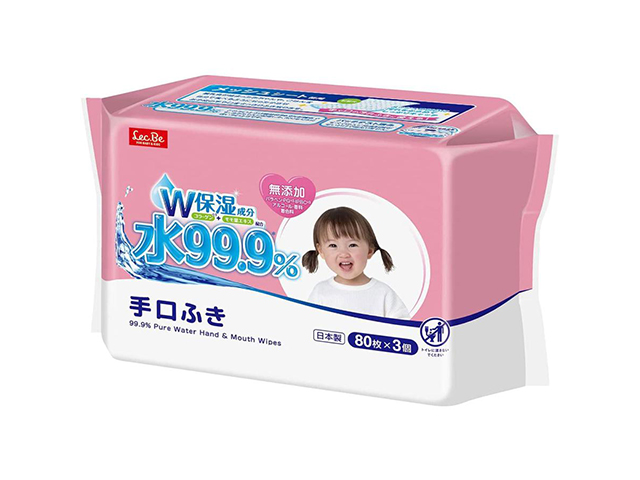 ベビー用手口ふき レック 水99.9％ 80枚 3個入り X8パック