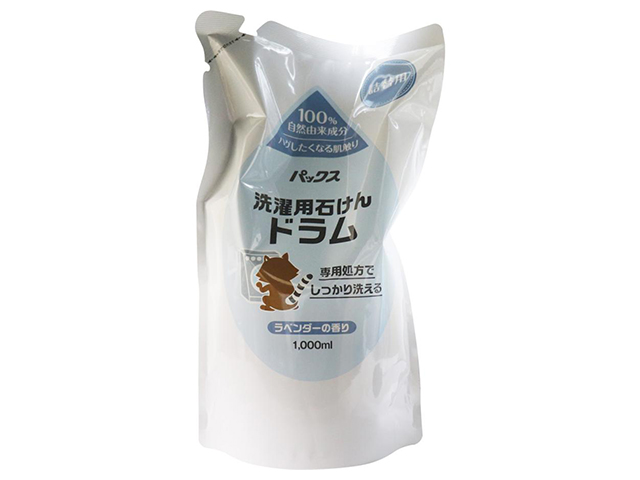 洗濯用石けん ドラム パックス 弱アルカリ性 ラベンダーの香り 詰替用 1000mL X5パック