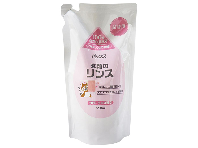 洗濯用石けん仕上げ剤 衣類のリンス パックス 酸性 フローラルの香り 詰替用 550mL X5パック