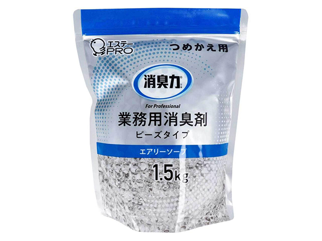 業務用消臭剤 エステー 消臭力 ビーズタイプ 大容量 室内／トイレ用 エアリーソープの香り 詰替用 1.5kg X4パック