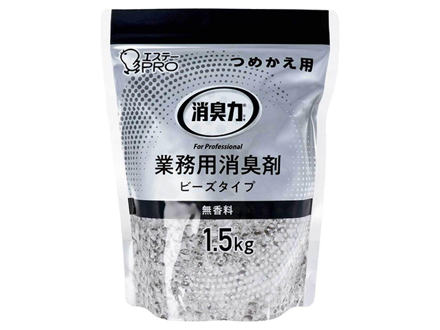 業務用消臭剤 エステー 消臭力 ビーズタイプ 大容量 室内／トイレ用 無香料 詰替用 1.5kg X4パック