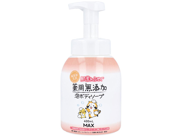 薬用泡ボディソープ マックス 肌荒れふせぐ泡せっけん 無添加生活 本体 400mL X4本