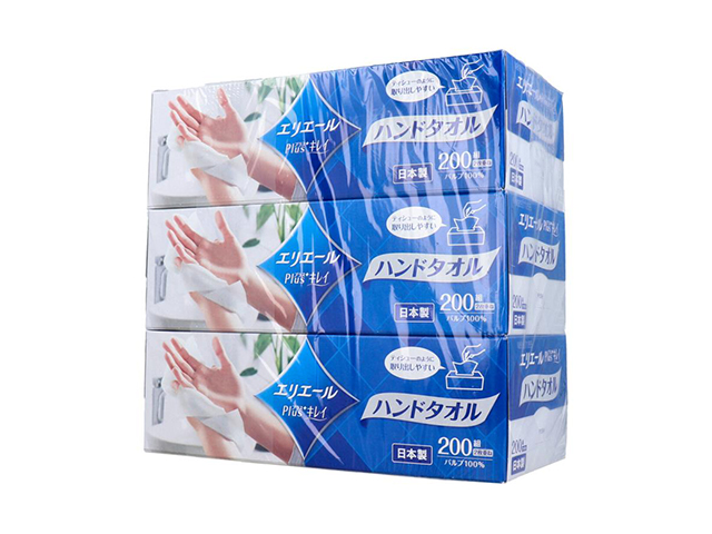 ペーパーハンドタオル 大王製紙 エリエール Plus+キレイ ソフトタイプ ボックス 200組400枚 3箱入り X6パック