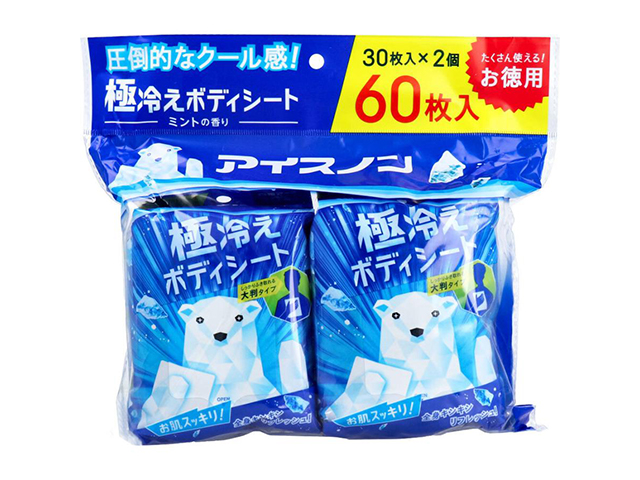 ボディシート 白元アース アイスノン 極冷えボディシート 大判タイプ ミントの香り 30枚 2個入り X4パック