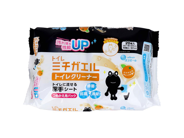 除菌トイレクリーナー エリエール ミチガエルトイレクリーナー さわやかなオレンジの香り 詰替用 20枚入り X12パック