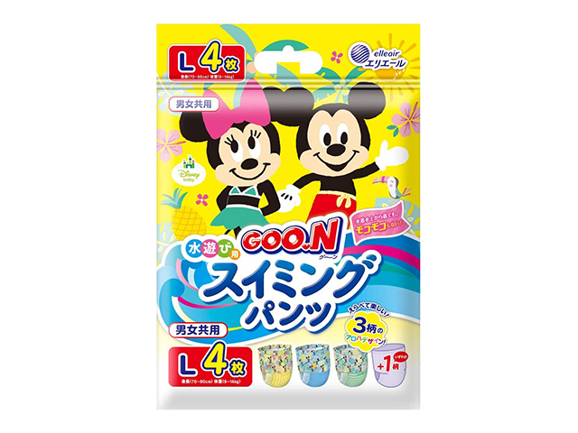 使い捨てスイミングパンツ エリエール グーン 水遊び用 ディズニーアロハデザイン 男女共用 Lサイズ 4枚入り X4パック