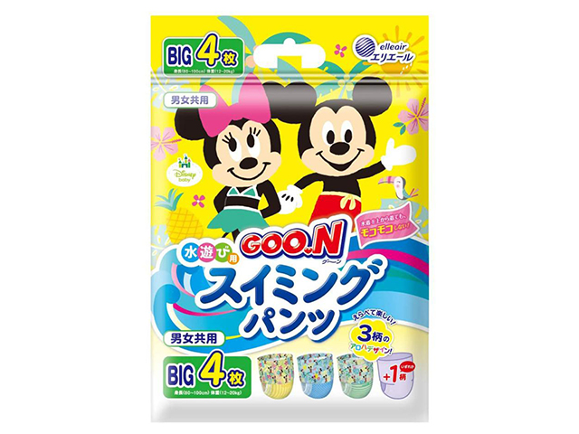 使い捨てスイミングパンツ エリエール グーン 水遊び用 ディズニーアロハデザイン 男女共用 Bigサイズ 4枚入り X6パック