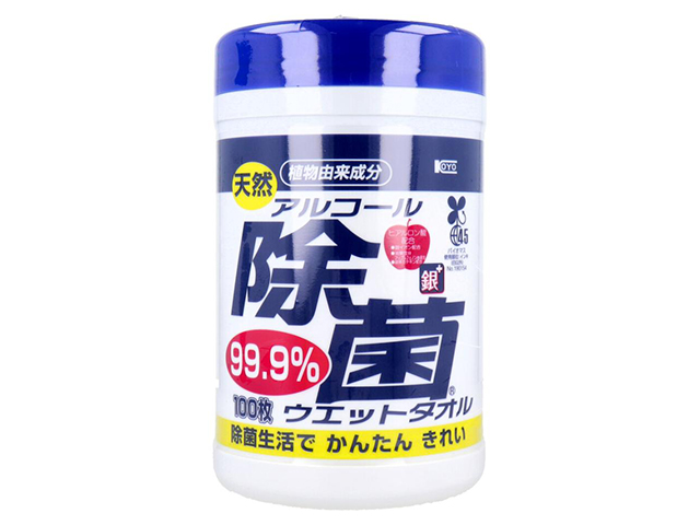 除菌ウェットティッシュ コーヨー化成 天然 アルコール除菌ウェットタオル 厚手 ボトル本体 100枚入り X10本