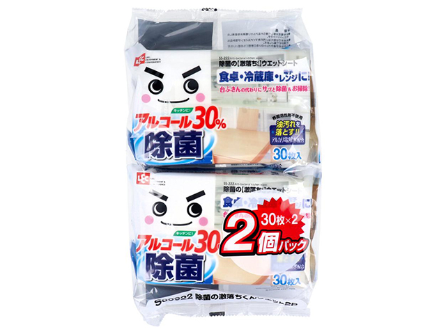 除菌ウェットシート レック 除菌の激落ちくん アルコール30% 30枚 2個入り X10パック