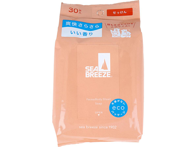 SEABREEZE シーブリーズ フェイス&ボディシート N 大判サイズ せっけん 30枚入り X8パック