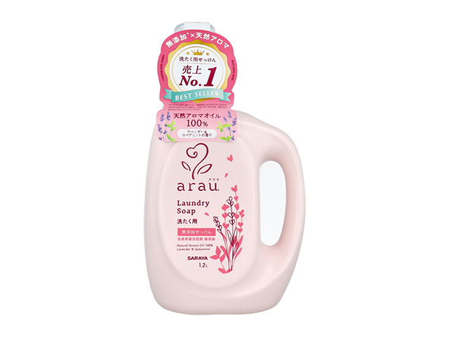洗濯用石けん サラヤ arau. アラウ 無添加せっけん 洗たく用 天然ハーブの香り ラベンダー＆スペアミント 本体 1.2L X4本