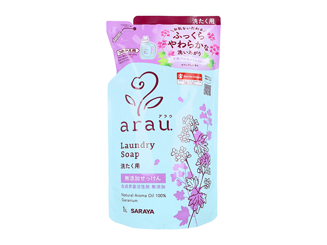 洗濯用石けん サラヤ arau. アラウ 無添加せっけん 洗たく用 天然ハーブの香り ゼラニウム 詰替用 1L X4パック