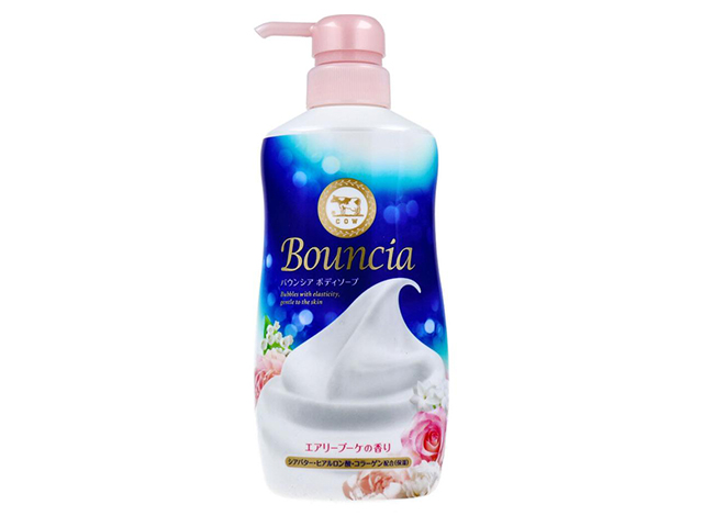 ボディソープ 牛乳石鹸共進社 バウンシア エアリーブーケの香り ポンプ付 本体 480mL X4本