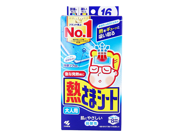 冷却ジェルシート 小林製薬 熱さまシート 弱酸性 約8時間持続 大人用 16枚入り X6箱