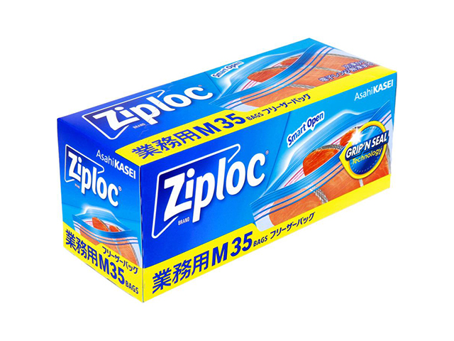 業務用ジップロック ziploc 旭化成 フリーザーバッグ ダブルジッパー 冷凍解凍用 Mサイズ 35枚入り X4箱