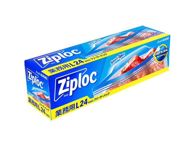 業務用ジップロック ziploc 旭化成 フリーザーバッグ ダブルジッパー 冷凍解凍用 Lサイズ 24枚入り X4箱