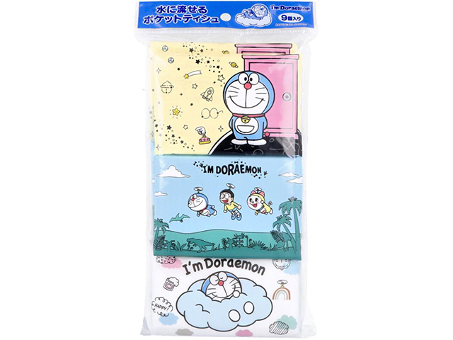ハヤシ商事 水に流せるポケットティシュ I'm Doraemon アイムドラえもん 8組16枚 9個入り X14パック