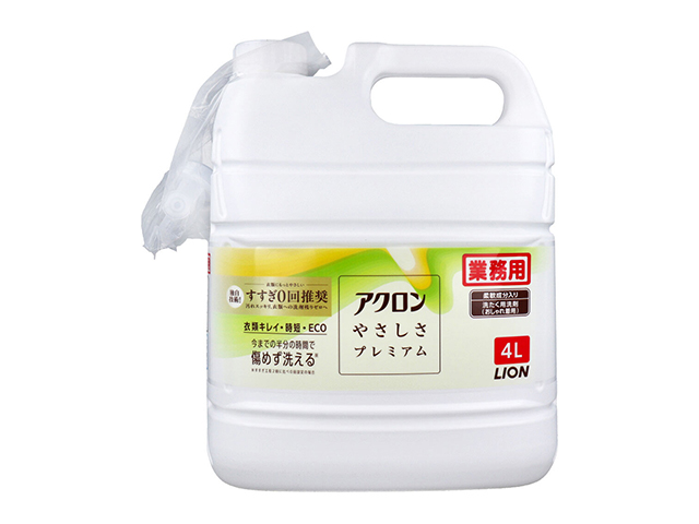 ライオン 業務用 アクロンやさしさプレミアム 柔軟成分入り おしゃれ着用 心やすらぐグリーンシトラスの香り 4L