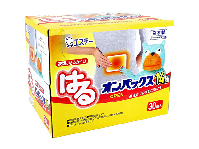 エステー はるオンパックス 衣類に貼るカイロ 14時間用 30個入り X3箱