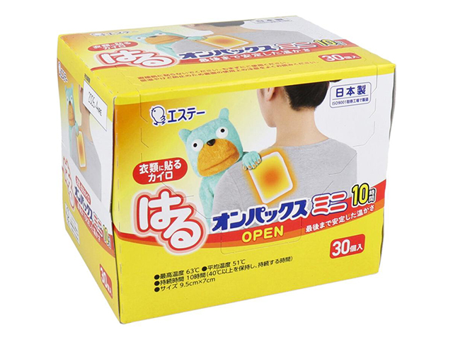 エステー はるオンパックス ミニ 衣類に貼るカイロ 10時間用 30個入り X3箱
