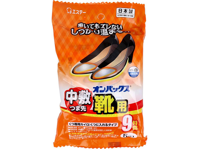 エステー オンパックス 中敷つま先 靴用 くつに入れるタイプ 白 9時間用 5足入り X6パック
