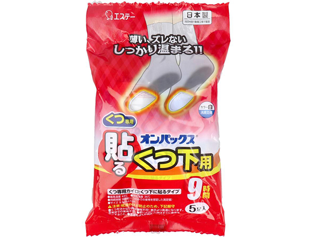 エステー 貼るオンパックス くつ下用 くつ下に貼るタイプ 白 9時間用 5足入り X8パック