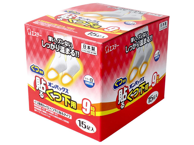 エステー 貼るオンパックス くつ下用 くつ下に貼るタイプ 白 9時間用 15足入り X3箱