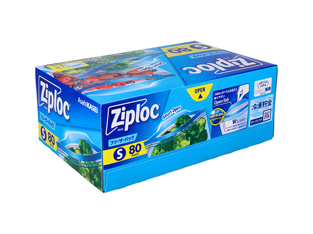 ジップロック ziploc 旭化成ホームプロダクツ フリーザーバッグ ダブルジッパー 冷凍解凍用 Sサイズ 80枚入り X3箱