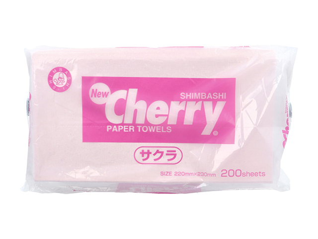 ペーパータオル 新橋製紙 Newcherry ニューチェリー サクラ 再生紙100％ 200枚入り X15パック