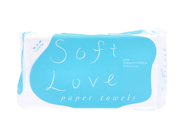 ペーパータオル 新橋製紙 SoftLove ソフトラブ エンボス加工 再生紙100％ 200枚入り X15パック