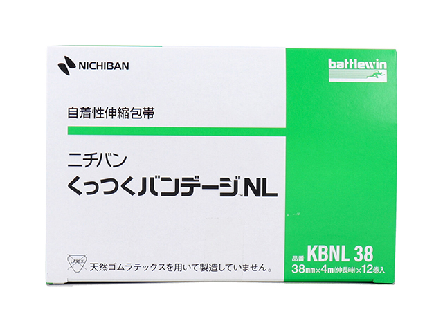 テーピングテープ ニチバン バトルウィン 自着性伸縮包帯 くっつくバンデージNL KBNL38 38mmX4m 12巻入り