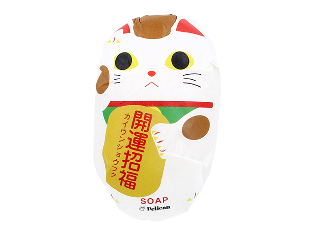固形石鹸 化粧石鹸 ペリカン 和せっけん 招き猫 開運招福 新緑の香り 180g X3個